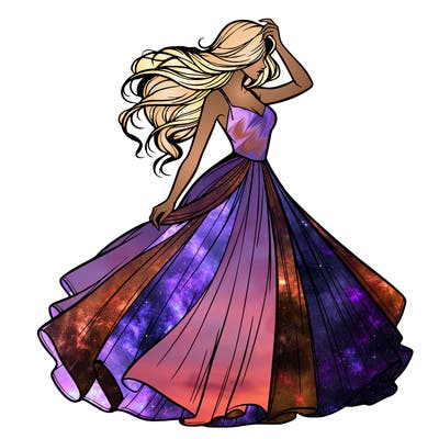 realistic woman with dress flowing in the wind