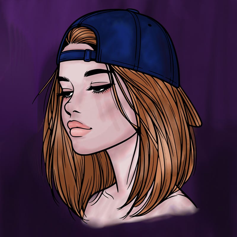 realistic  girl with a backwards hat