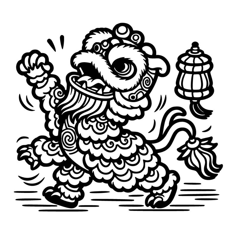 chinese dancing lion roar