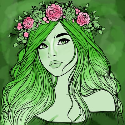 realistic girl with flower crown