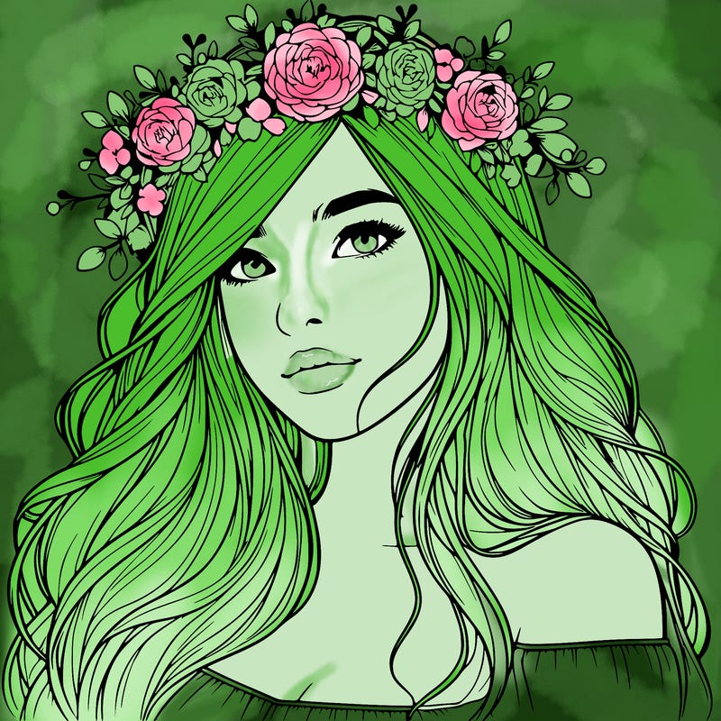 realistic girl with flower crown