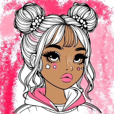 realistic girl with space buns