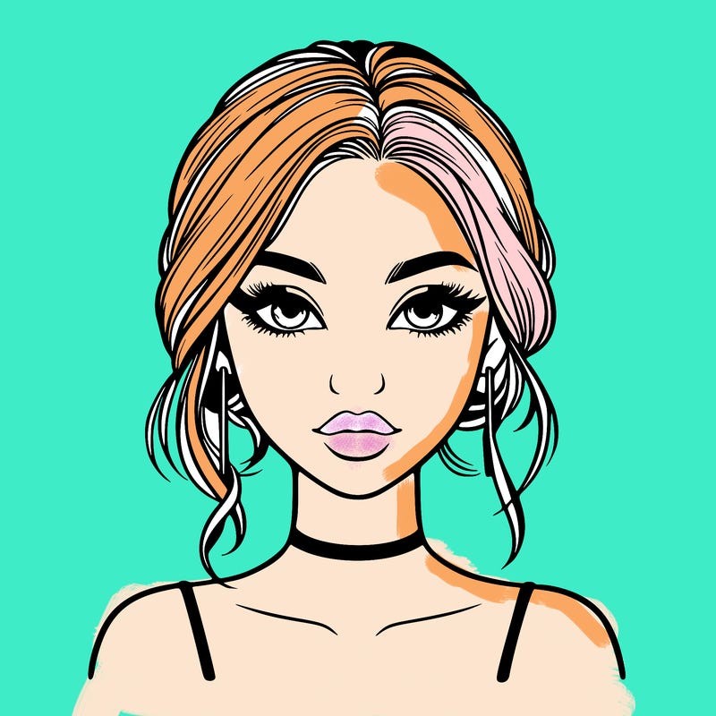 realistic girl with makeup on