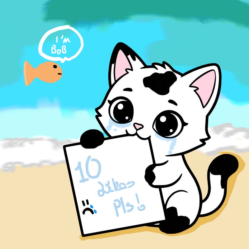 a small cat with a blank sheet of paper in its hand. the cat is sooooooo cute!