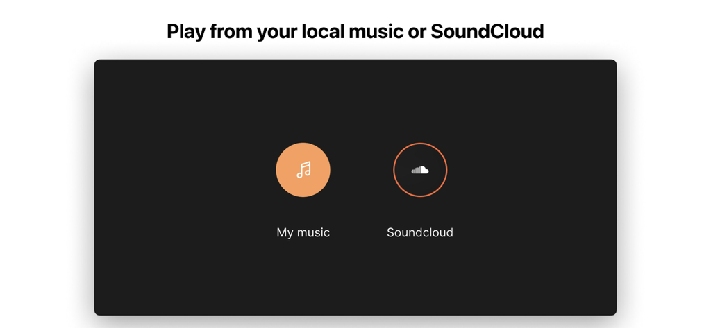 Interface of edjing Pro app showing options to play music from local storage or SoundCloud