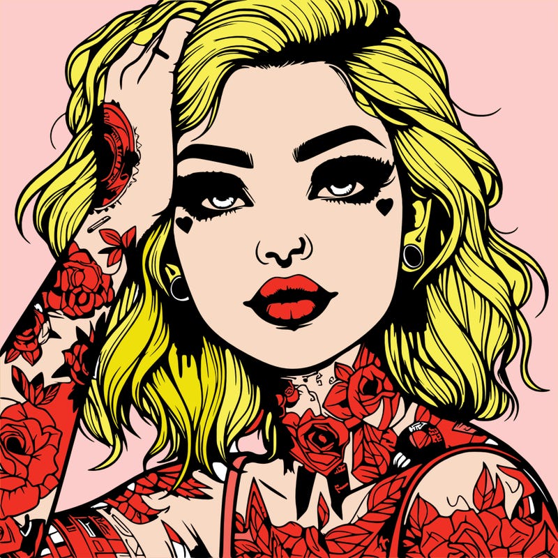 realistic girl with tattoos all over