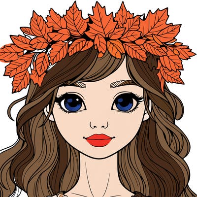 realistic girl with fall leaf crown