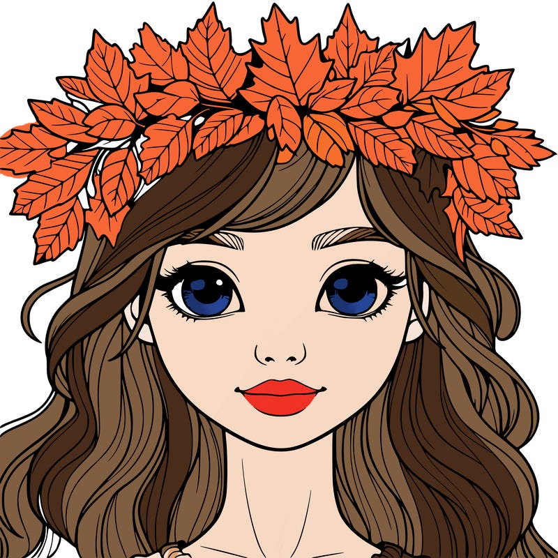 realistic girl with fall leaf crown