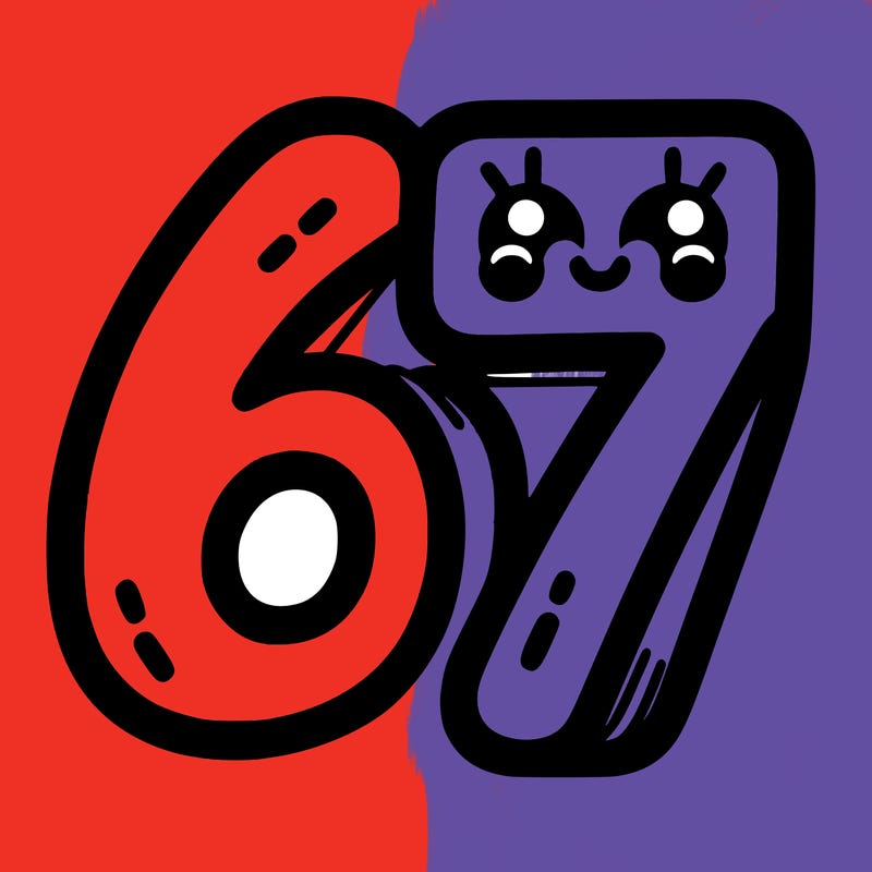 the numbers 67