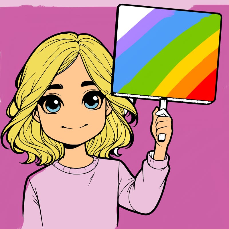 realistic girl holding up a sign