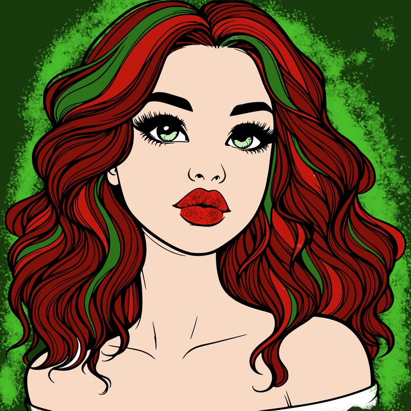 realistic girl with wavy hair and lips