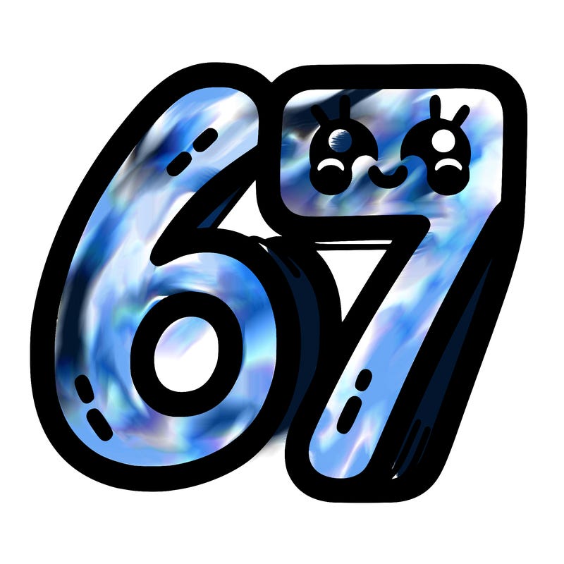 the numbers 67