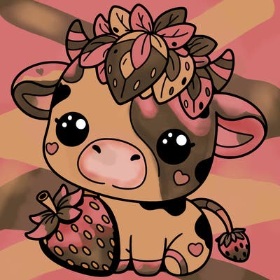 cute strawberry cow