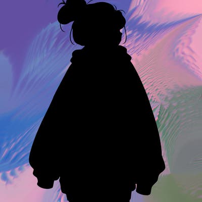 realistic girl with a oversized sweatshirt on and a bun