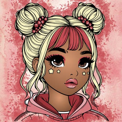 realistic girl with space buns