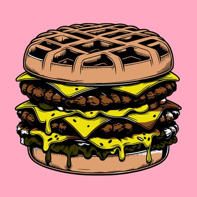 realistic waffle burger