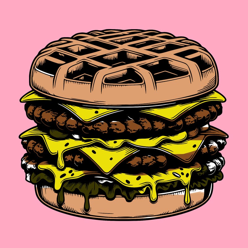 realistic waffle burger