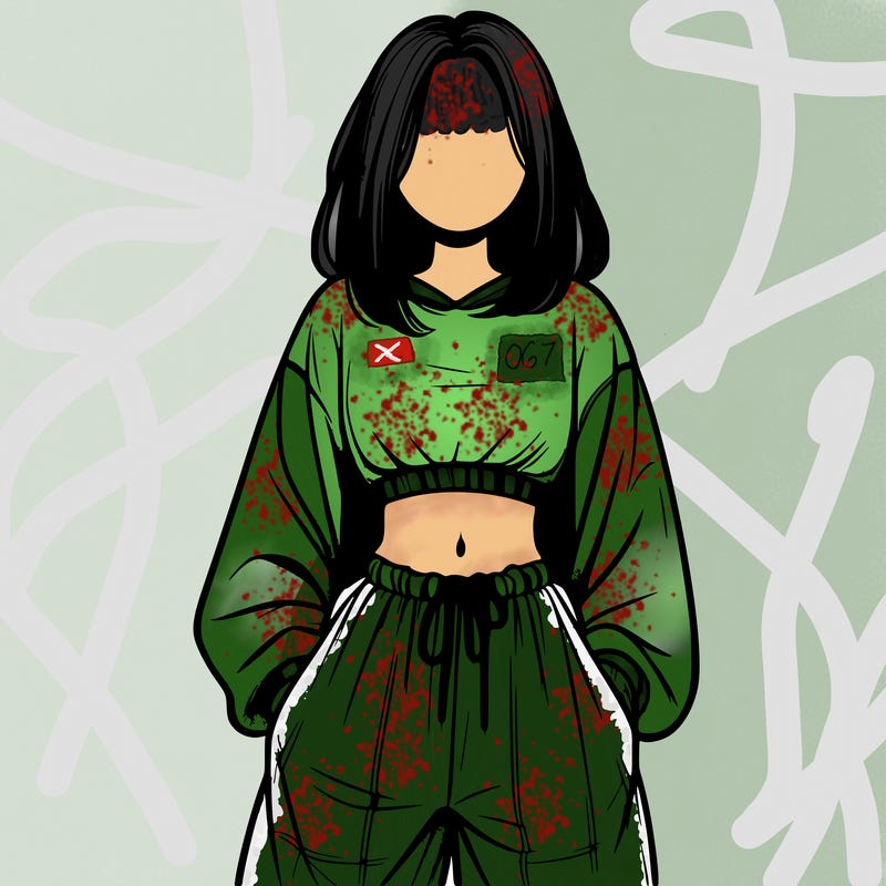 realistic girl faceless with baggy pants and a crop top