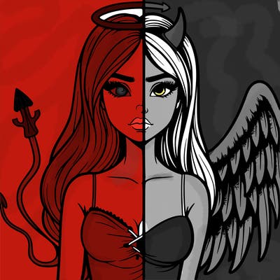 devil vs angel realistic girl