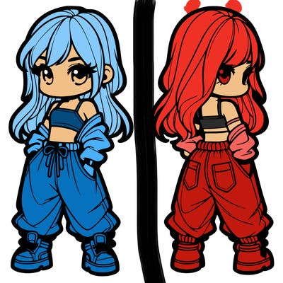 girl in crop top and baggy pants