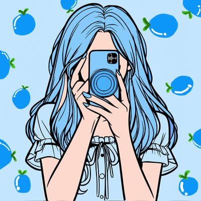 a realistic girl holding her phone taking pictures