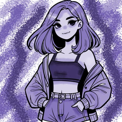 a realistic girl with a crop top and short shorts in an open jacket