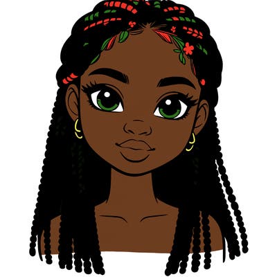 a realistic black girl with braids