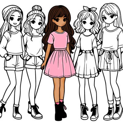 a group of five girls