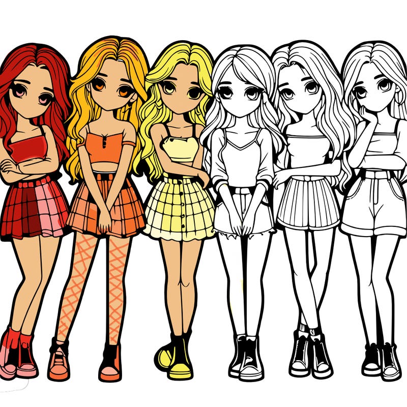 a group of girls realistic