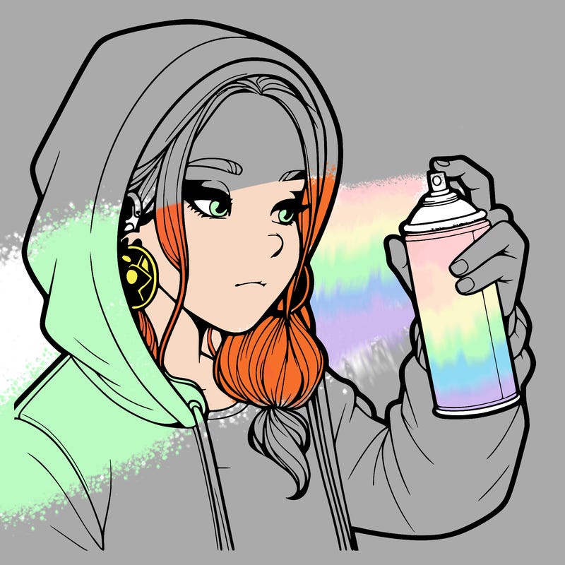 a realistic girl, spray painting