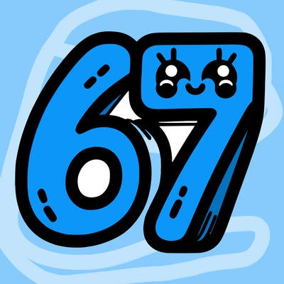 the numbers 67