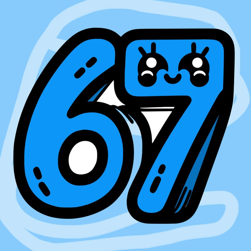 the numbers 67