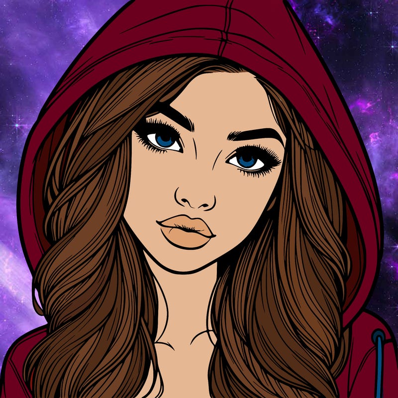 realistic beautiful girl with a hood on