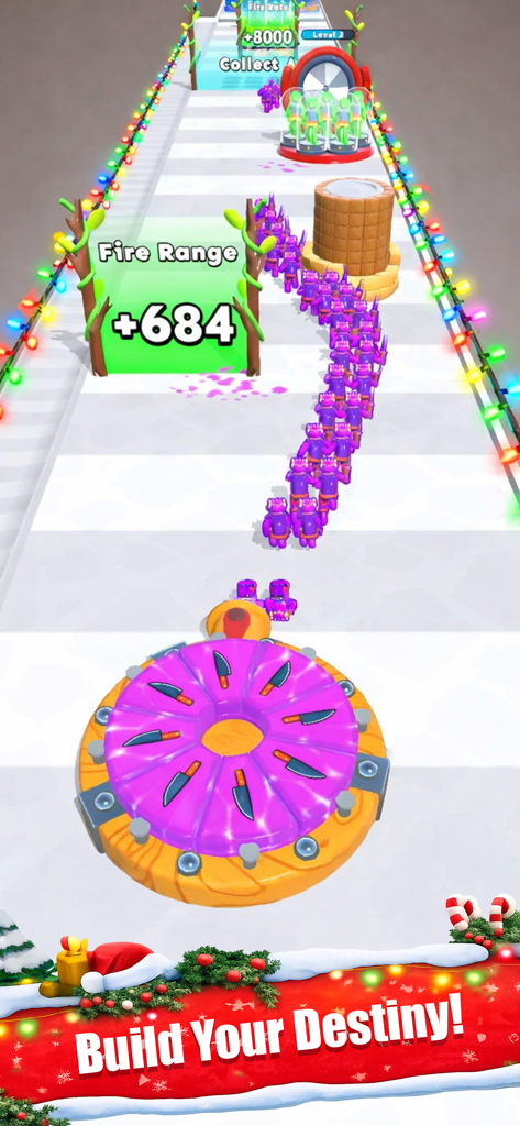 Human Fortune - Human Fortune gameplay showing characters dashing through a fire range multiplier gate from a spinning wheel