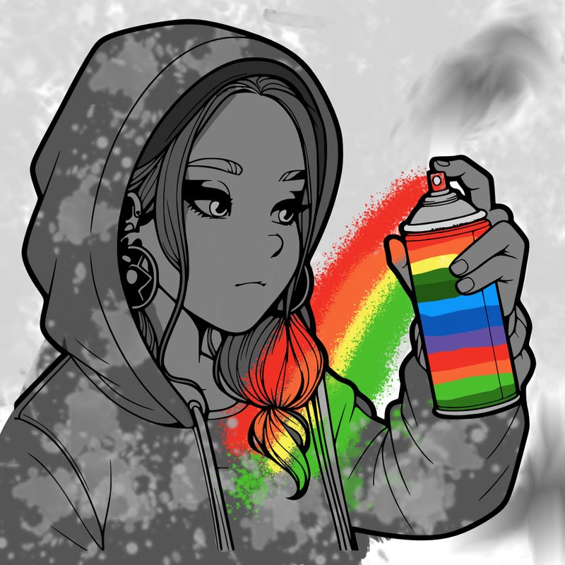 a realistic girl, spray painting