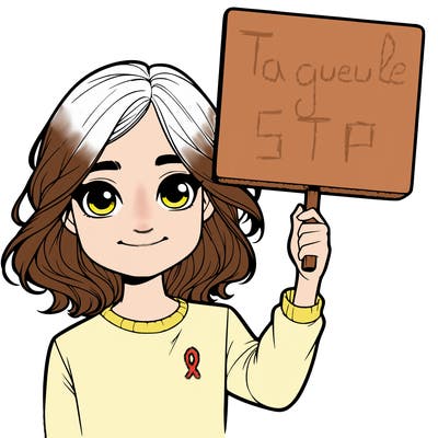 realistic girl holding up a sign