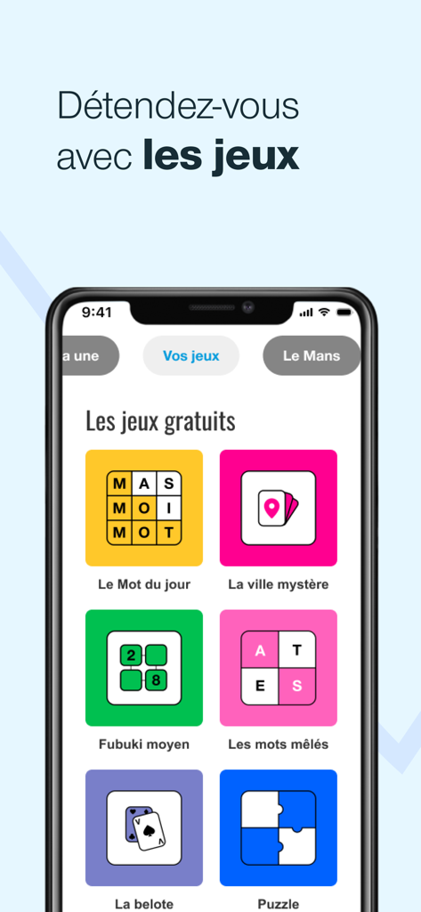 Une sélection de jeux occasionnels gratuits, comprenant des puzzles et des jeux de mots, est disponible dans l'application mobile Le Maine Libre.