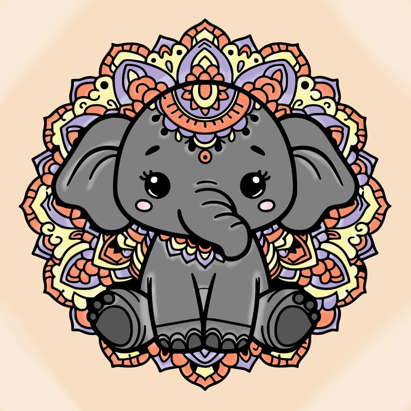 cute baby elephant animal mandala