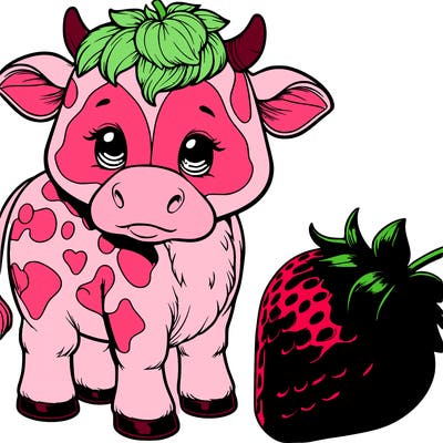 realistic strawberry cow