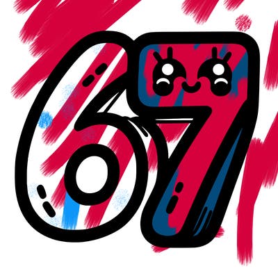 the numbers 67