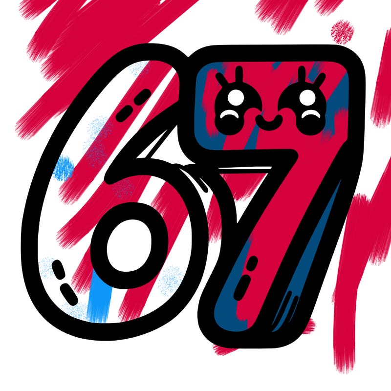 the numbers 67