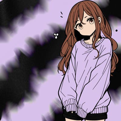 manga teen girl  in a sweater and baggy pants