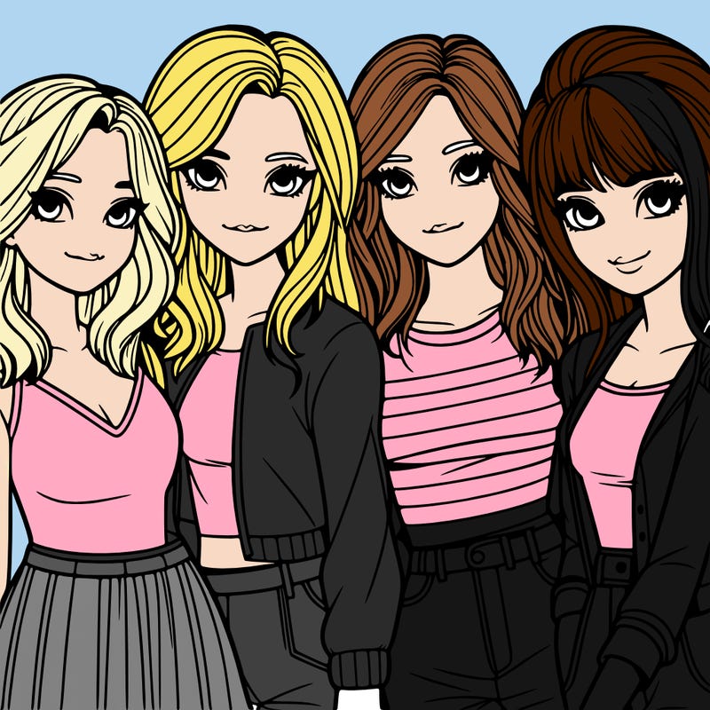 a group of girls realistic