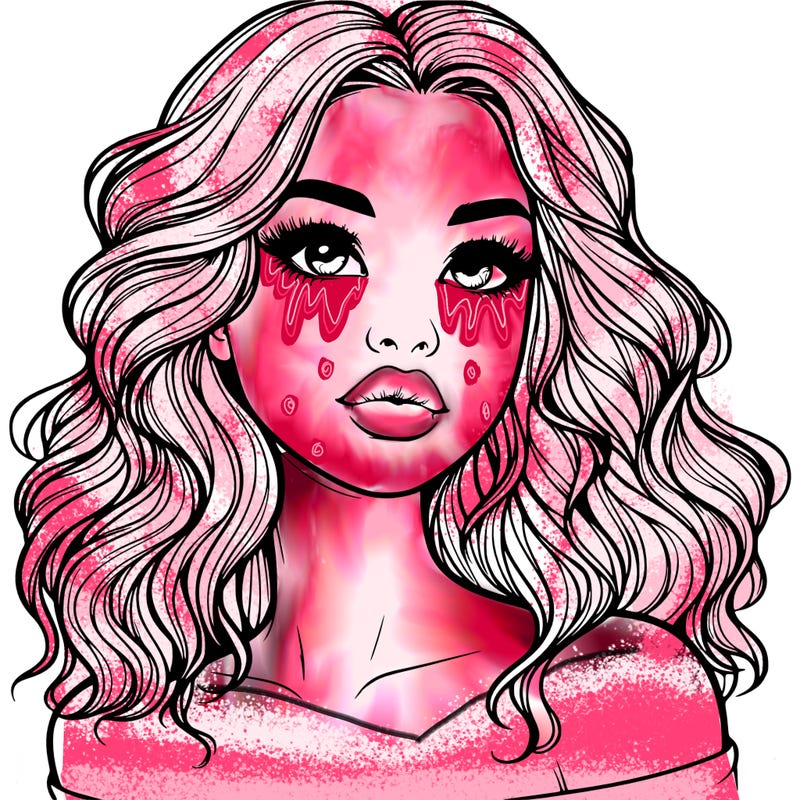 realistic girl with wavy hair and lips