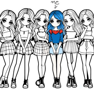 a group of girls realistic