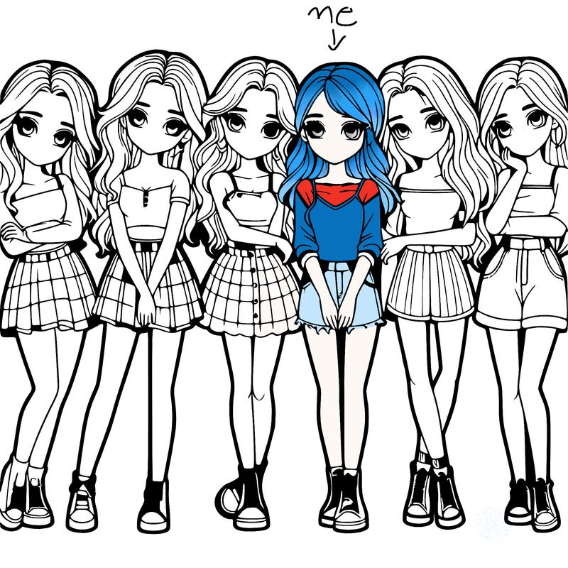 a group of girls realistic