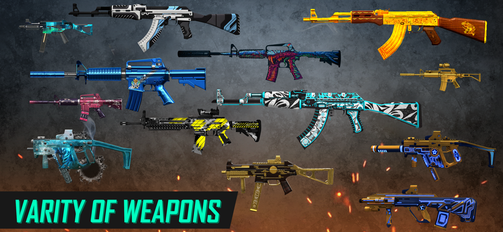 Gun Sounds: Real Gun Simulator - Una variedad de skins y rifles de armas coloridos en la app Sonidos de Armas Simulador Real de Armas