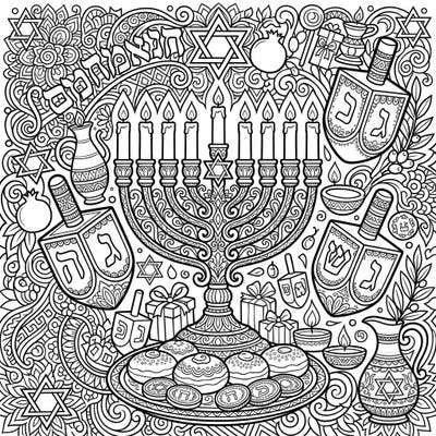Get ready to celebrate the Festival of Lights with this stunning Hanukkah coloring page, specially designed for creative teens. Dive into a world of intricate menorahs, playful dreidels, and festive symbols awaiting your artistic touch.