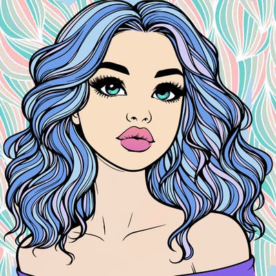 realistic girl with wavy hair and lips