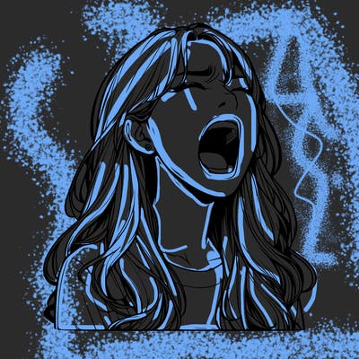 screaming realistic, girl